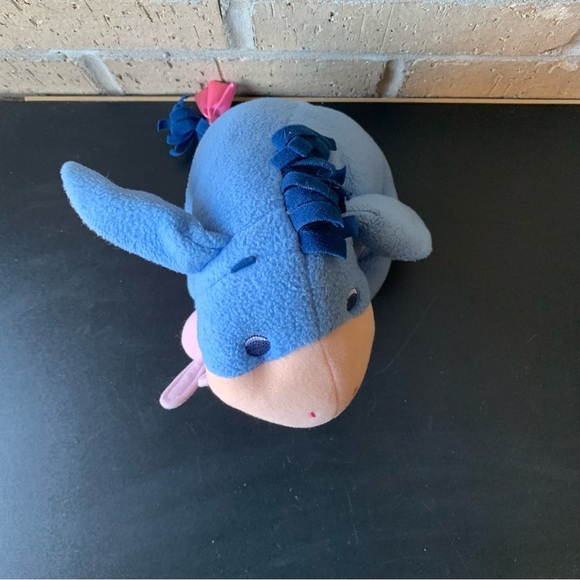 Disney Fisher Price Baby Eeyore Plush Toy Rattle Satin Blanket Ears 2004 - Picture 4 of 13
